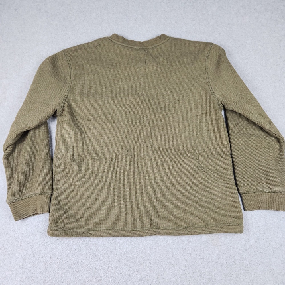 Falls Creek Henley Sweatshirt Mens L Olive Green Waffle Knit Sherpa Lined Rugged - Picture 3 of 8